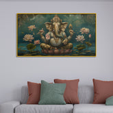Traditional Ganesha Wall Portrait – Ethnic Vintage Canvas Art
